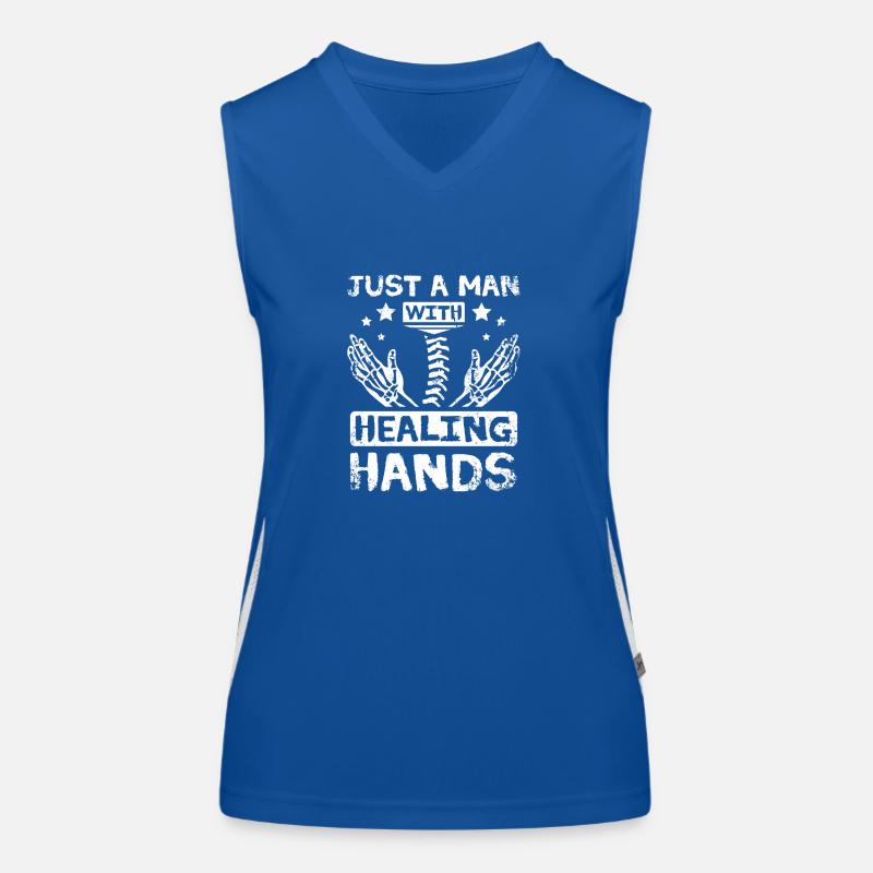 Just a man with healing hands Chiropractor Funktionelles Kontrast-Tank Top für Frauen