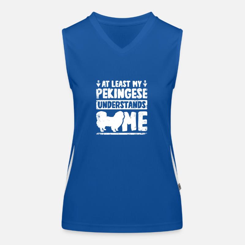 At least my pekingese understands me Funktionelles Kontrast-Tank Top für Frauen