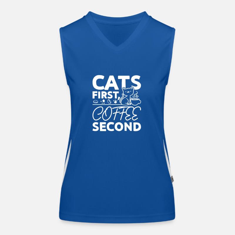 Cats first coffee second Women's Functional Contrast Tank Top