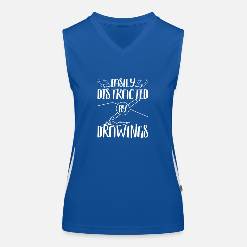 Easily distracted by drawing Funktionelles Kontrast-Tank Top für Frauen