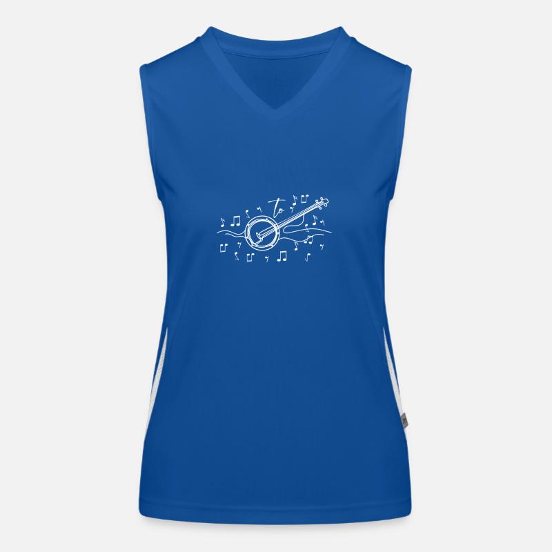 Drawn sketched and painted music notes banjo Funktionelles Kontrast-Tank Top für Frauen