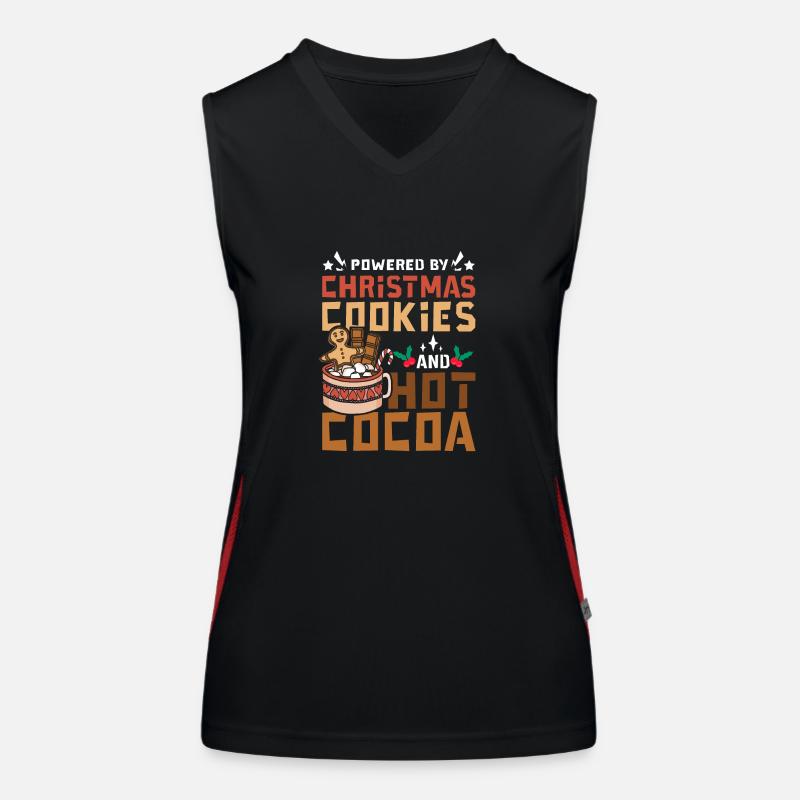 Powered by christmas cookies and hot cocoa Women's Functional Contrast Tank Top