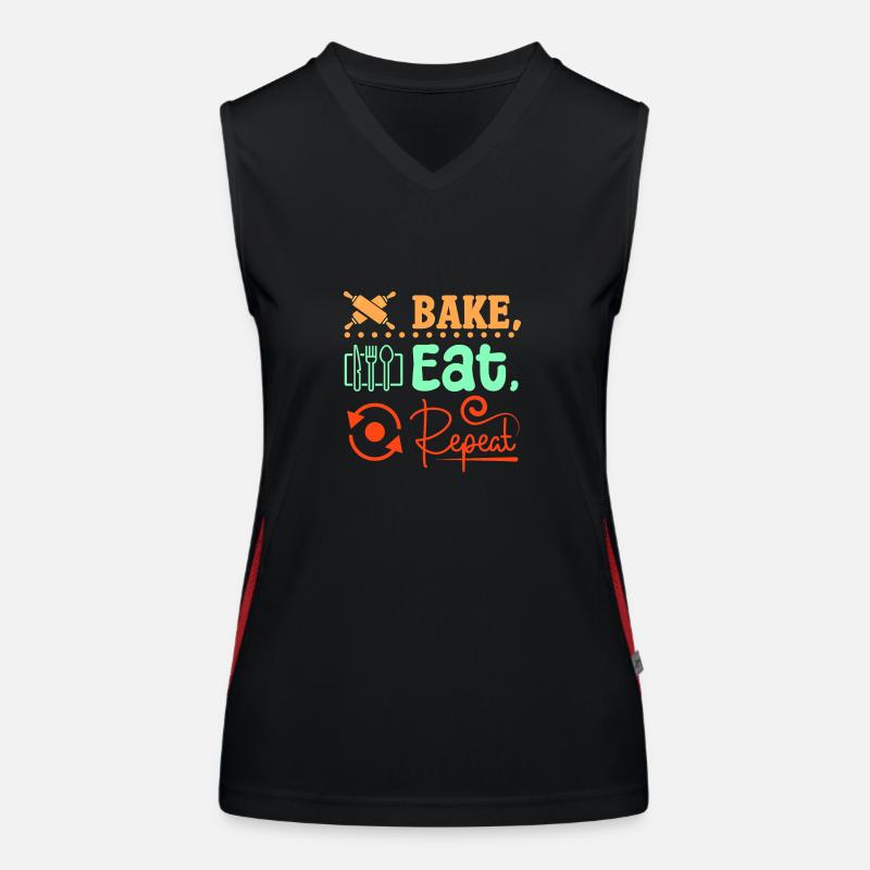 Baking bread eat repeat Funktionelles Kontrast-Tank Top für Frauen