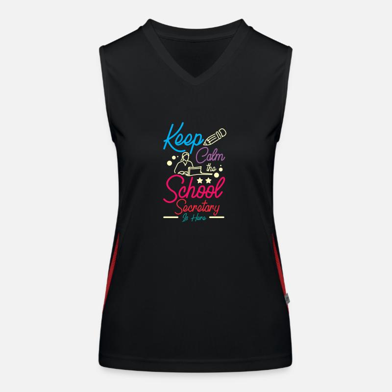 Keep calm the School secretary is here Funktionelles Kontrast-Tank Top für Frauen