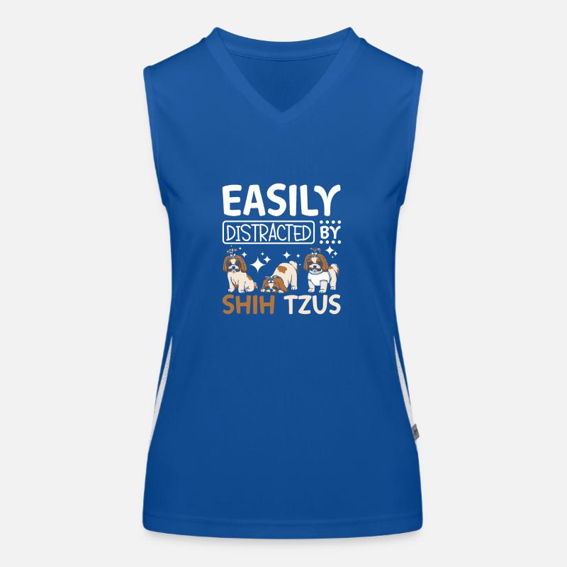 Easily distracted by shih tzus Funktionelles Kontrast-Tank Top für Frauen