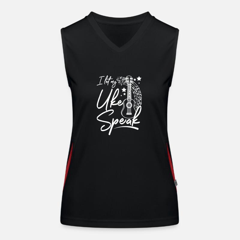 I let my uke speak, Ukulele player - Women's Functional Contrast Tank Top - black/red