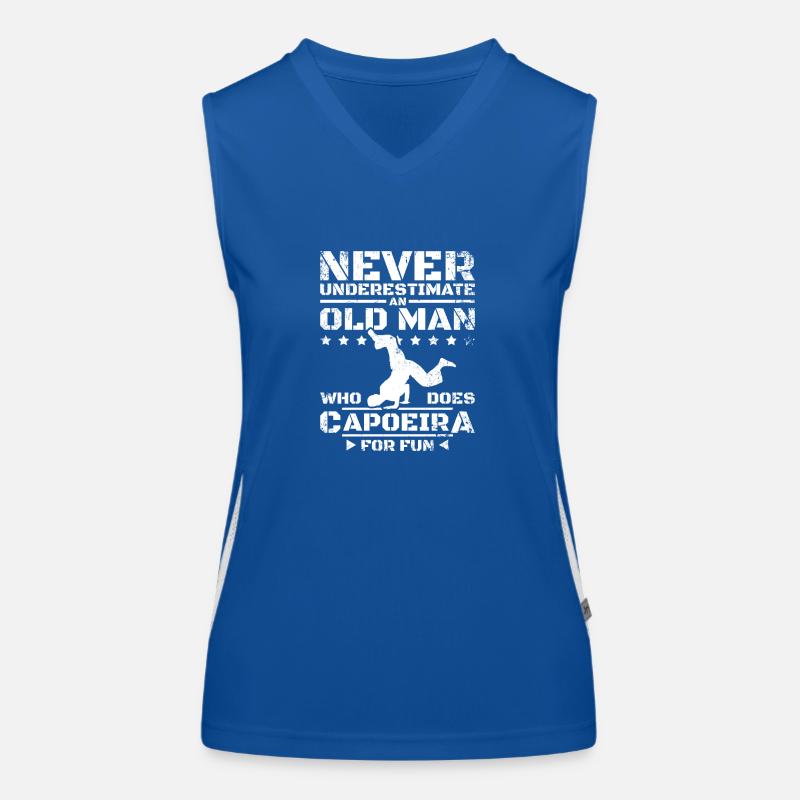 Never underestimate an old man who does Capoeira Funktionelles Kontrast-Tank Top für Frauen