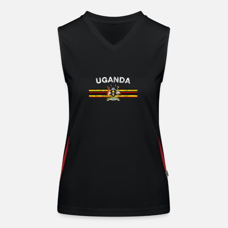 Uganda-Flaggen-Hemd - Uganda Uganda Flag & Emblem Funktionelles Kontrast-Tank Top für Frauen