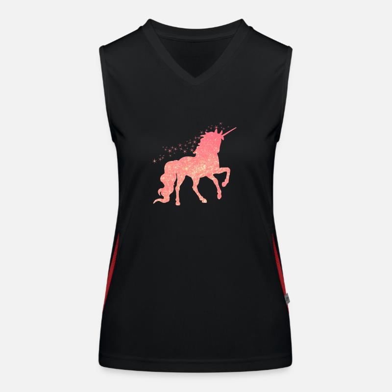 Das rote glitzer Einhorn Funktionelles Kontrast-Tank Top für Frauen