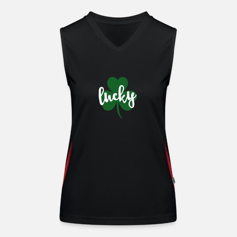 Lucky Glitter Clover St. Patricks Day Funny Women's Functional Contrast Tank Top