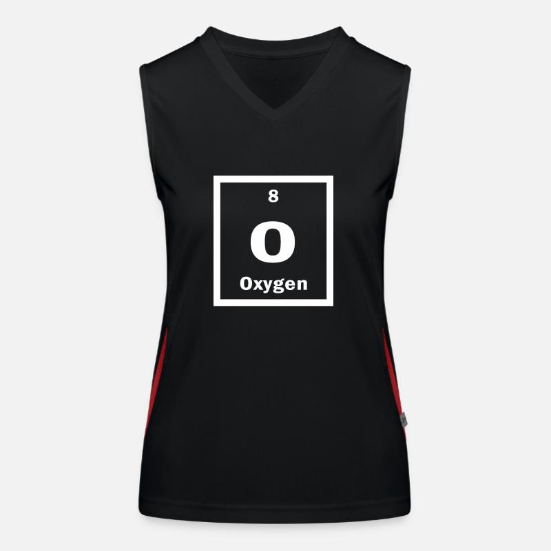 Oxygène O Tableau périodique de la science des éléments Débardeur respirant contrasté Femme