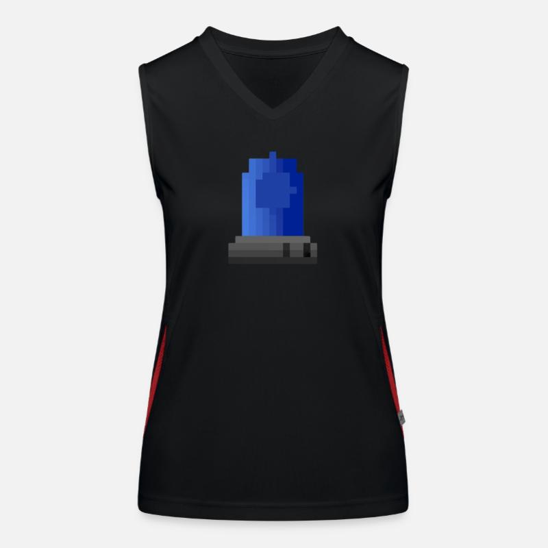 Blue light siren pixel art Women's Functional Contrast Tank Top