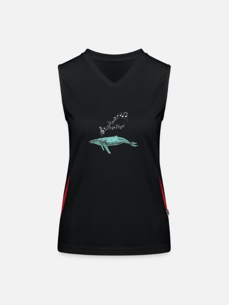 baleines mer poisson eau mer mer cachalot - Débardeur respirant contrasté Femme - noir/rouge - Devant