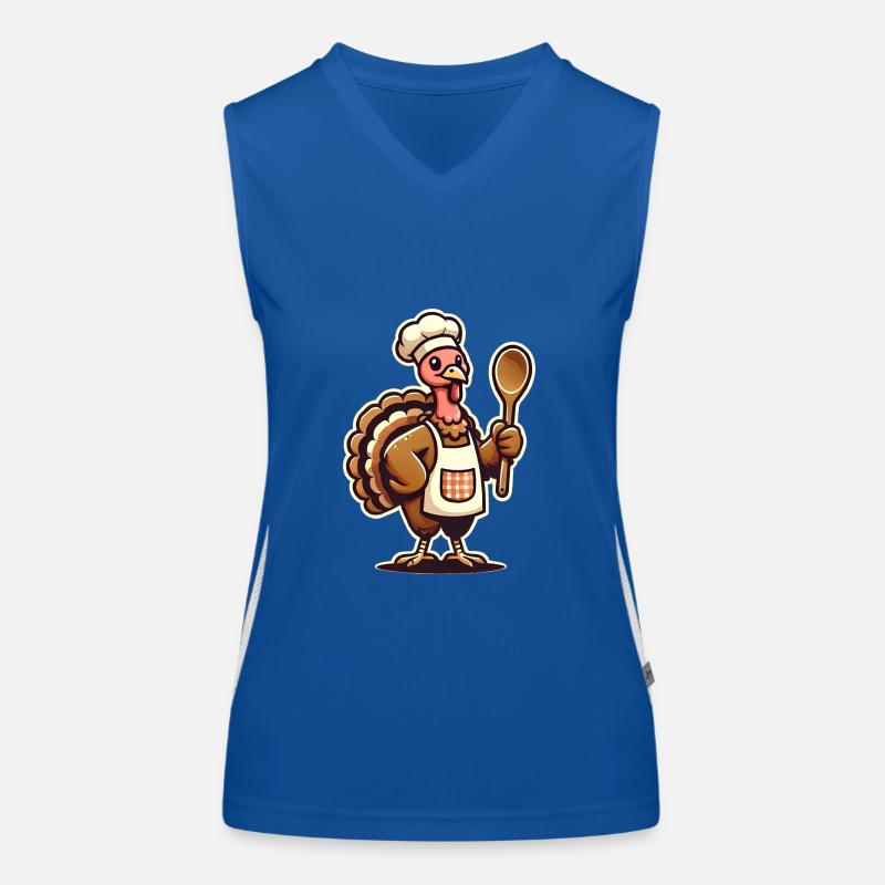 Dinde reconnaissante dans la conception d’un tablier de chef Débardeur respirant contrasté Femme