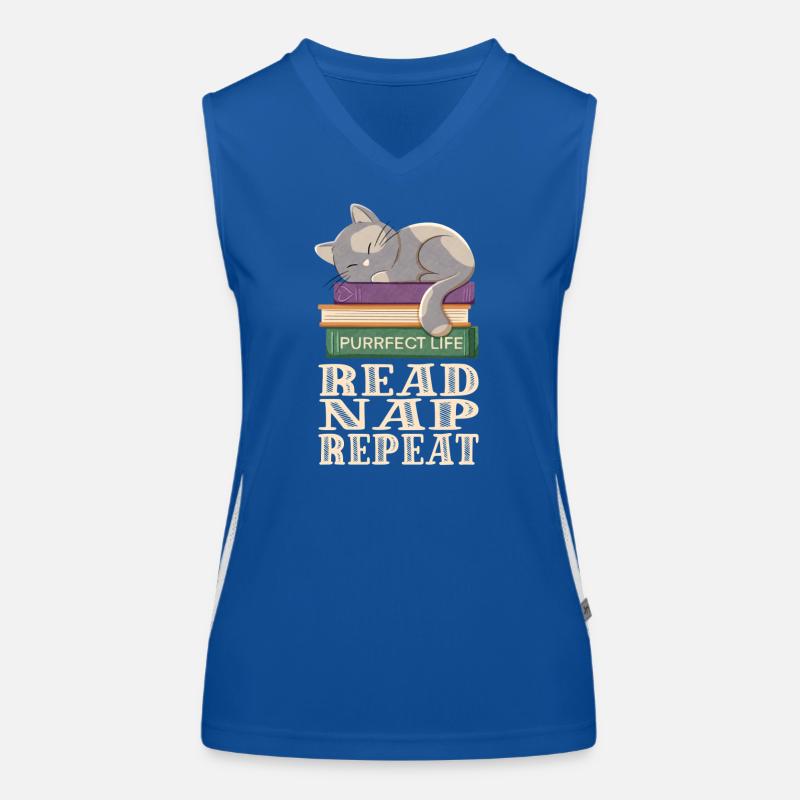 Reading, sleeping, repeating and cats Women's Functional Contrast Tank Top