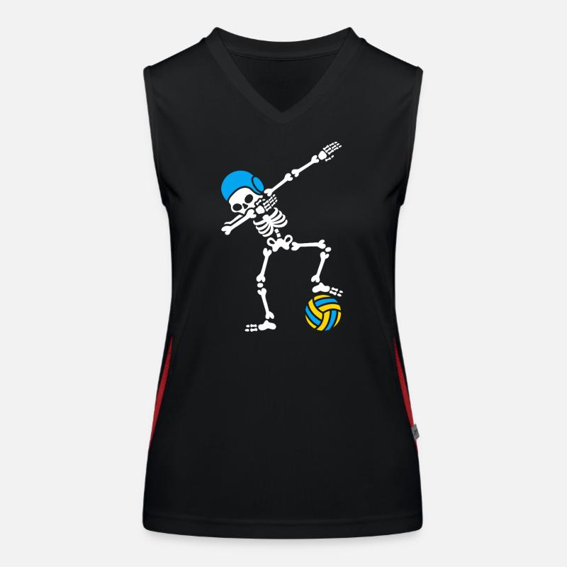 Skeleton Spike Volleyball Halloween Women's Functional Contrast Tank Top
