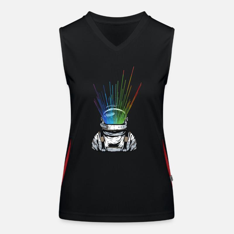 Space Light Astronaut - Regenbogen Strahlen Funktionelles Kontrast-Tank Top für Frauen