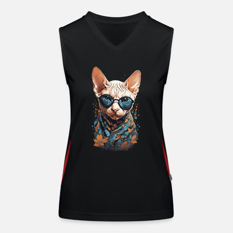Cool Sphinx Cat Cat Maman Cat Design Débardeur respirant contrasté Femme