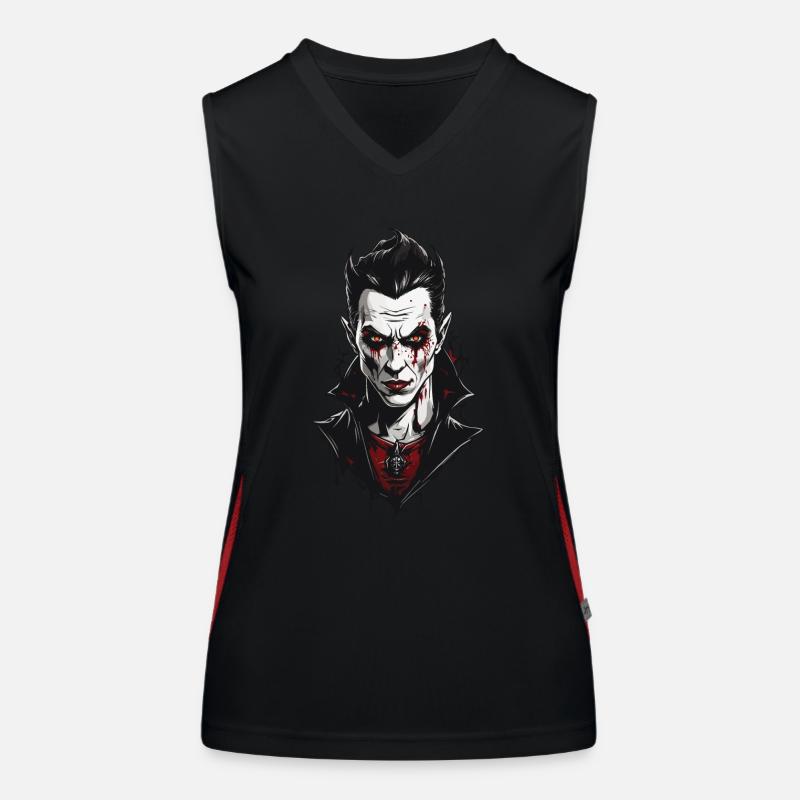 Modern Vampire Gothic Retro Halloween Design Women's Functional Contrast Tank Top