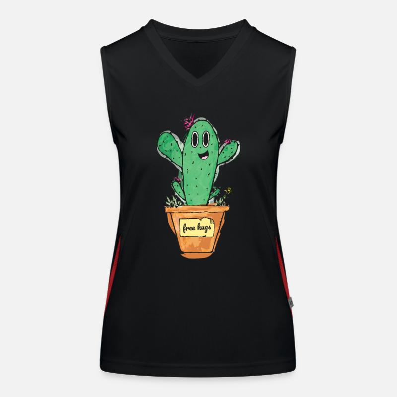 Cactus mignon avec pot et bouclier - câlins gratuits Débardeur respirant contrasté Femme