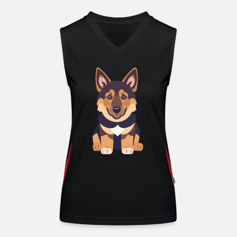 Schäferhund Welpe Sitzend Funktionelles Kontrast-Tank Top für Frauen
