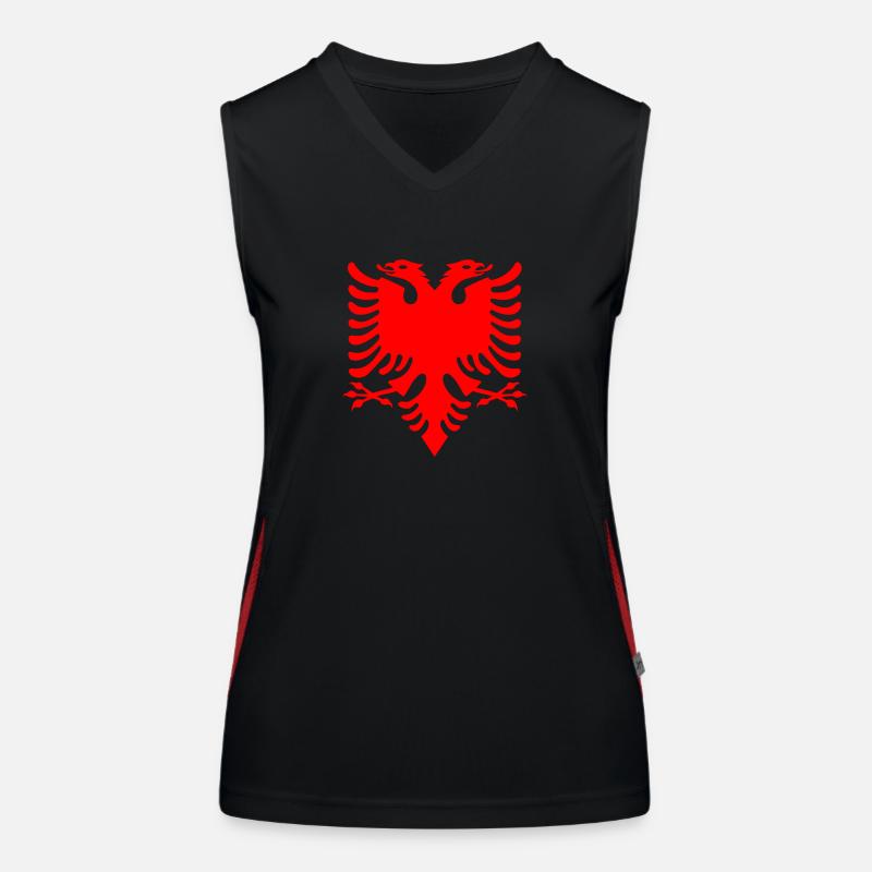 red double-headed eagle Albanian Double Eagle - Women's Functional Contrast Tank Top - black/red