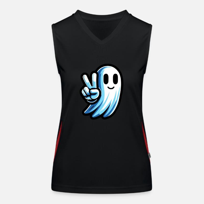 Ghost Peace Sign Women's Functional Contrast Tank Top