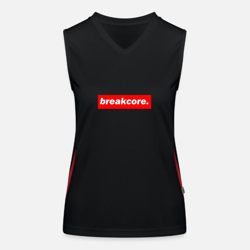 techno mischpult red bass bpm breakcore Funktionelles Kontrast-Tank Top für Frauen