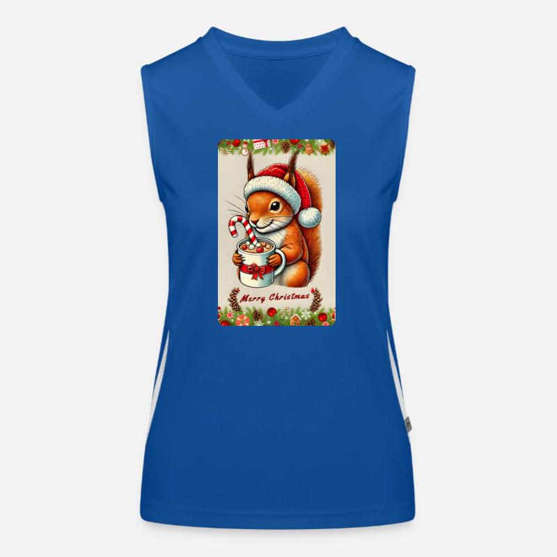 Weihnachts-Eichhörnchen mit heißer Schokolade Funktionelles Kontrast-Tank Top für Frauen