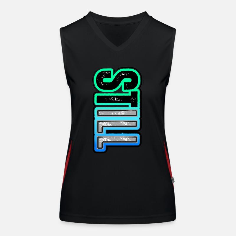 STILL ILL – a bold neon vertical message Women's Functional Contrast Tank Top