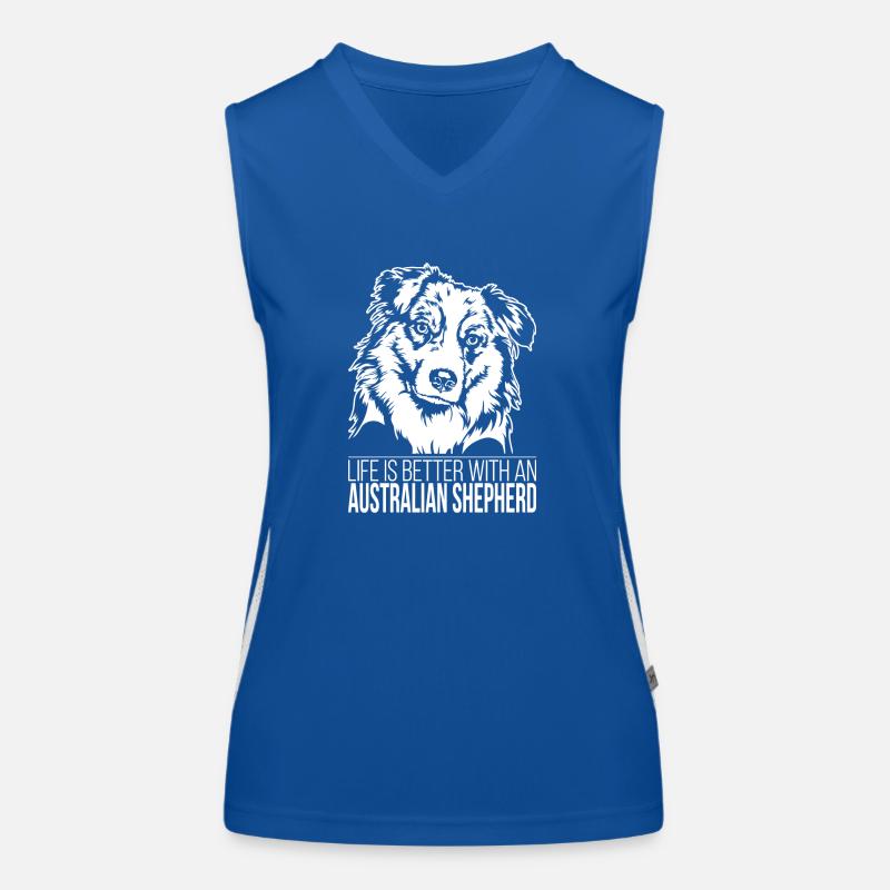 Australian Shepherd Dogs Saying Aussie Wilsigns Women's Functional Contrast Tank Top