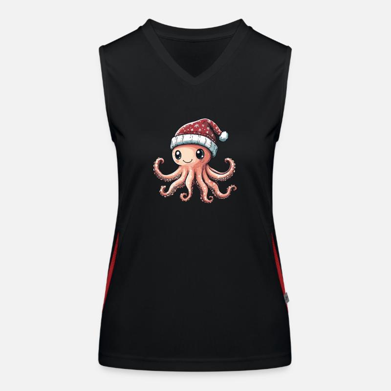 Bande dessinée de Noël Octopus Débardeur respirant contrasté Femme