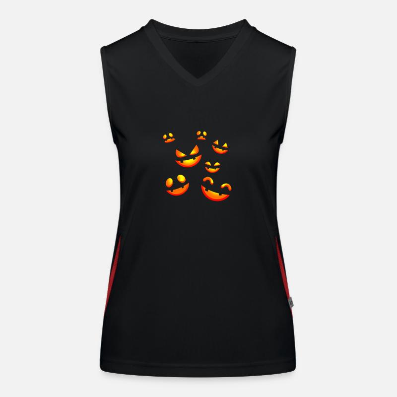 Halloween pumpkin face horror pumpkin face Women's Functional Contrast Tank Top