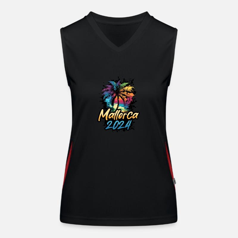 Mallorca 2024 Palmen Bunt Funktionelles Kontrast-Tank Top für Frauen