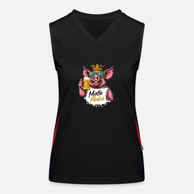 Malle Modus König Schwein Bier Funktionelles Kontrast-Tank Top für Frauen