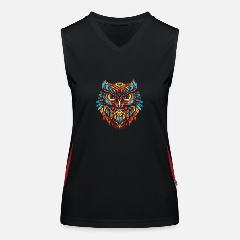 Eule Porträt Kopf Funktionelles Kontrast-Tank Top für Frauen