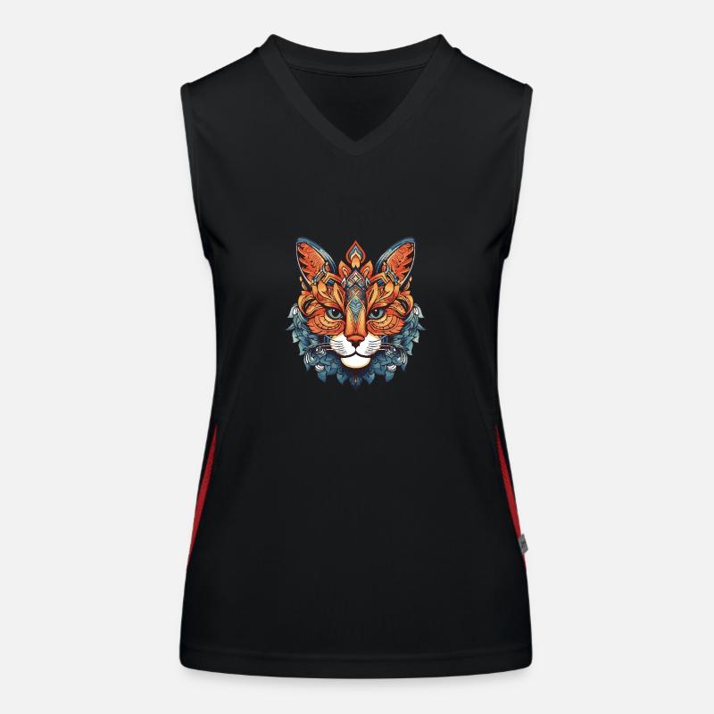 Cat Portrait Head Women's Functional Contrast Tank Top