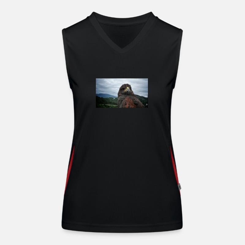 Golden eagle on mountainous landscape Women's Functional Contrast Tank Top