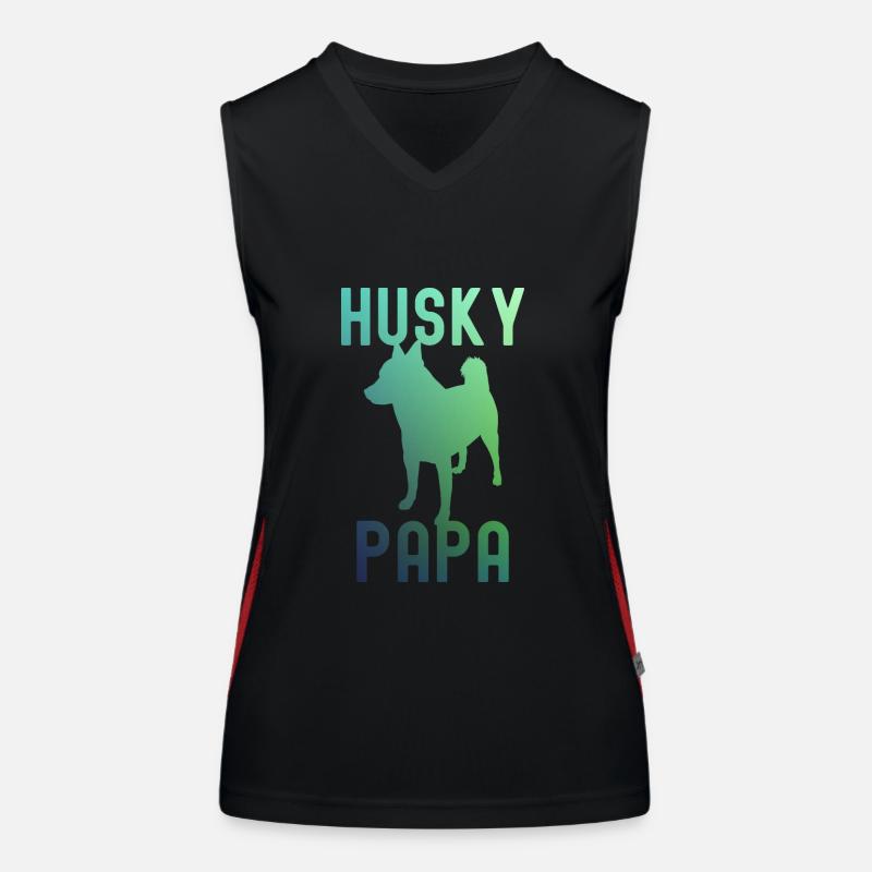 Husky Dad - Dog Design Women's Functional Contrast Tank Top