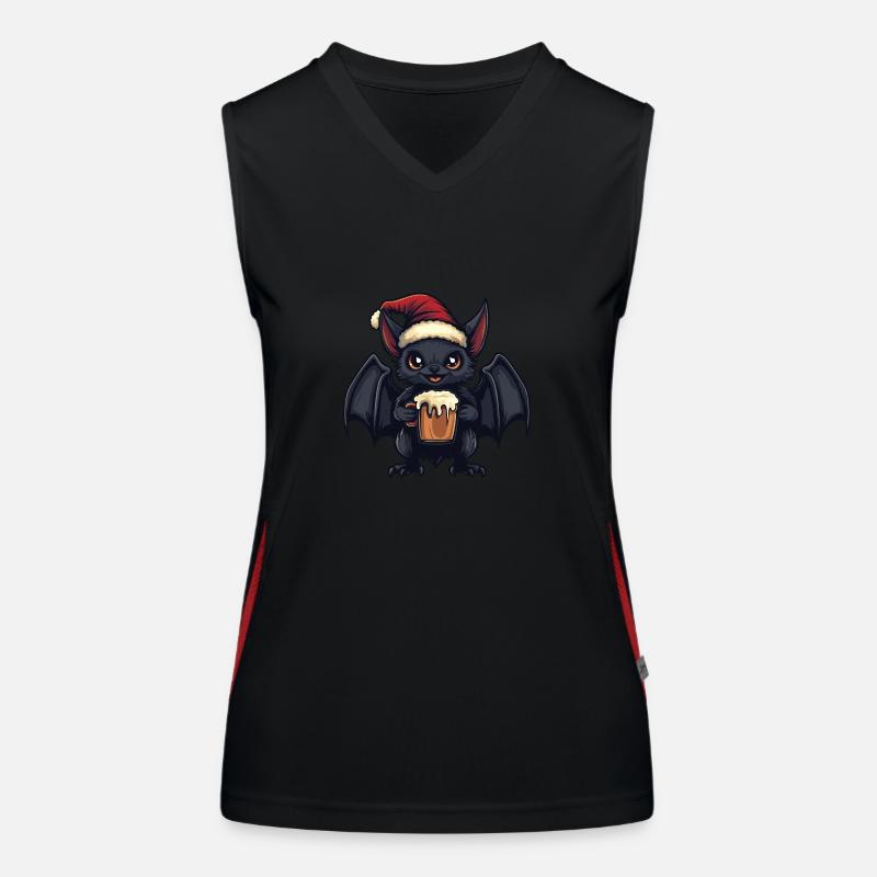 Fledermaus Weihnachten Bier Lustig Funktionelles Kontrast-Tank Top für Frauen