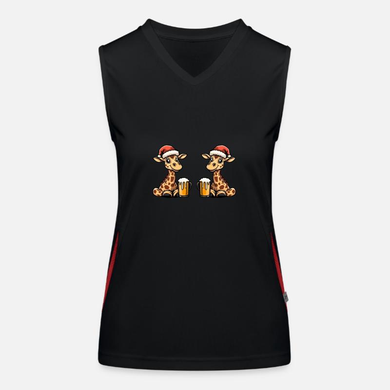 Giraffe Christmas Beer Team Women's Functional Contrast Tank Top