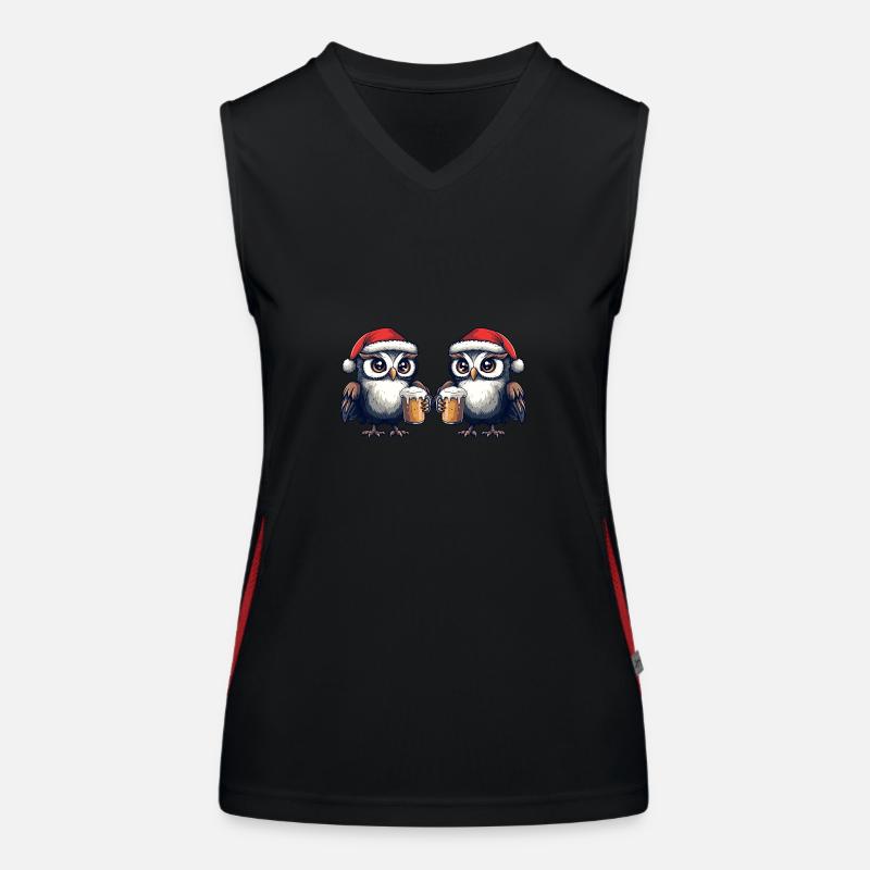Eule Weihnachten Bier Team Funktionelles Kontrast-Tank Top für Frauen