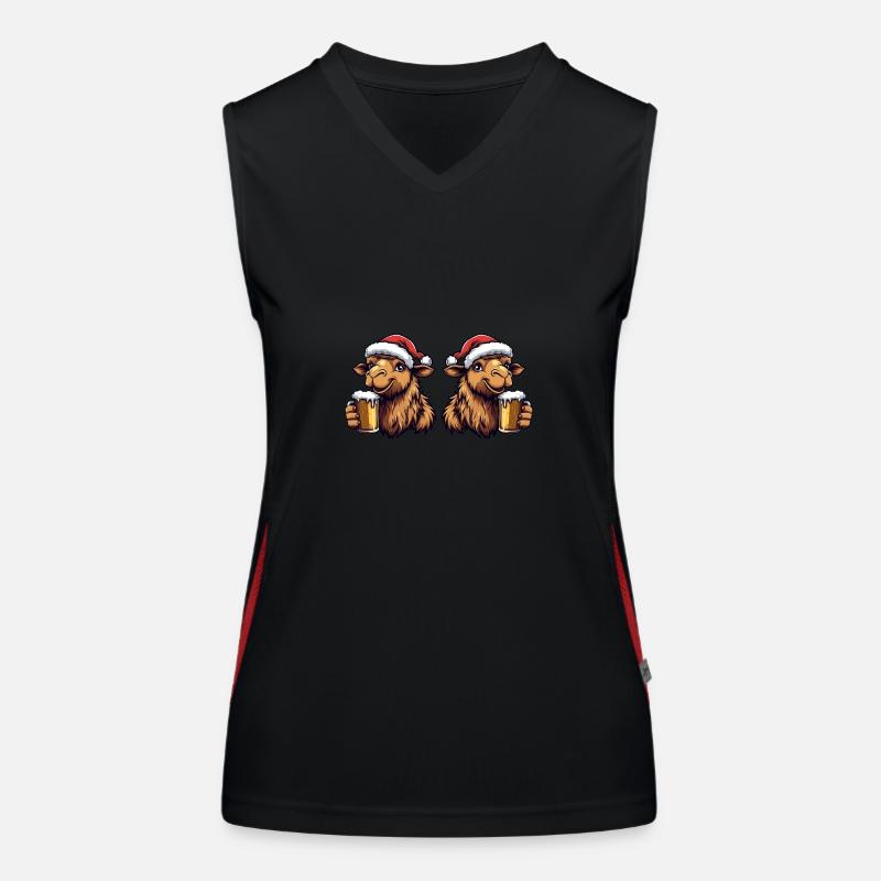 Kamel Weihnachten Bier Team Funktionelles Kontrast-Tank Top für Frauen