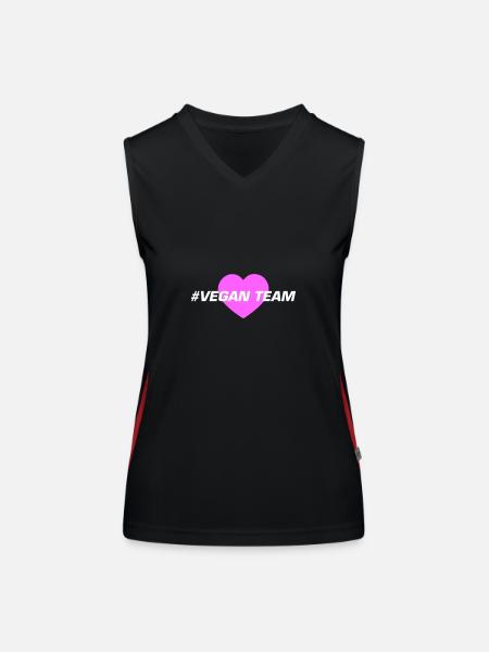 Vegan Team Herz - Funktionelles Kontrast-Tank Top für Frauen - Schwarz/Rot - Vorne