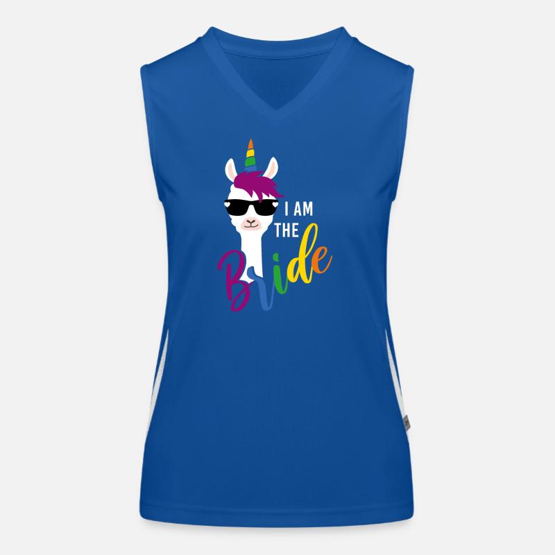 LGBTQ Bride Llama Unicorn Rainbow Bachelor Party Women's Functional Contrast Tank Top