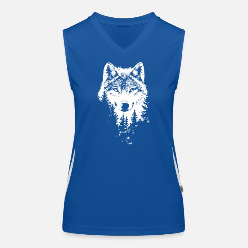 Wolf Gesicht Wald Silhouette Funktionelles Kontrast-Tank Top für Frauen