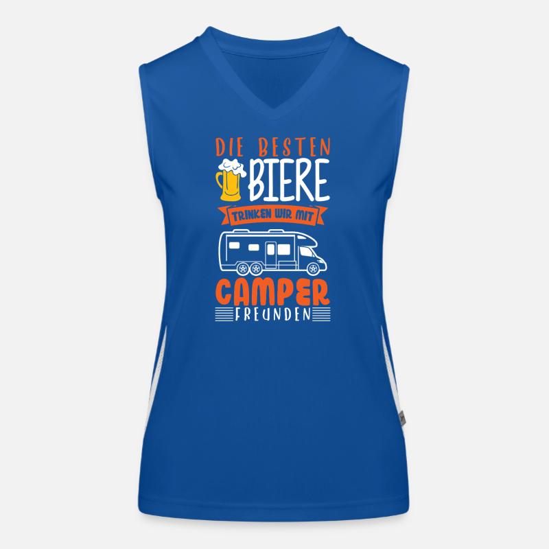 Camping Camper Wohnwagen Wohnmobil Bier Funktionelles Kontrast-Tank Top für Frauen