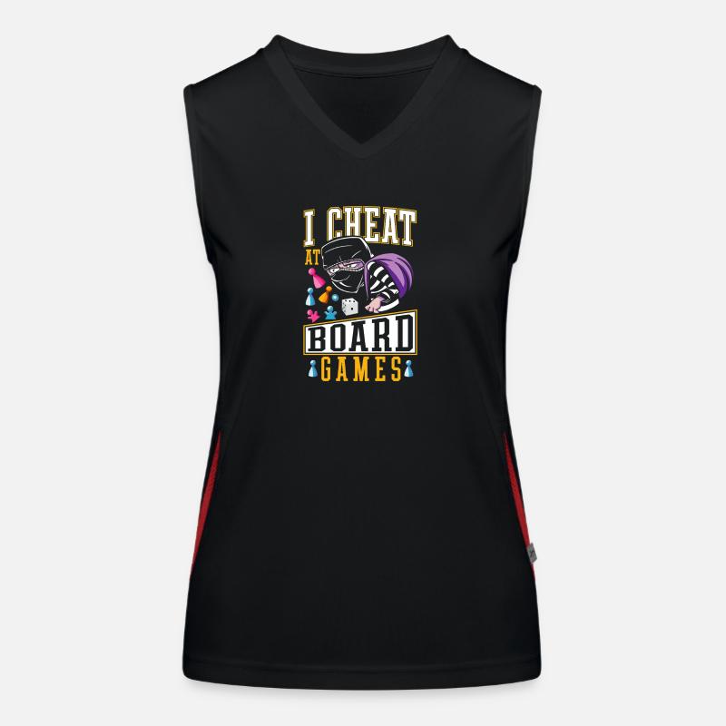 Play Dirty Game Night I Cheat at Board Games Women's Functional Contrast Tank Top