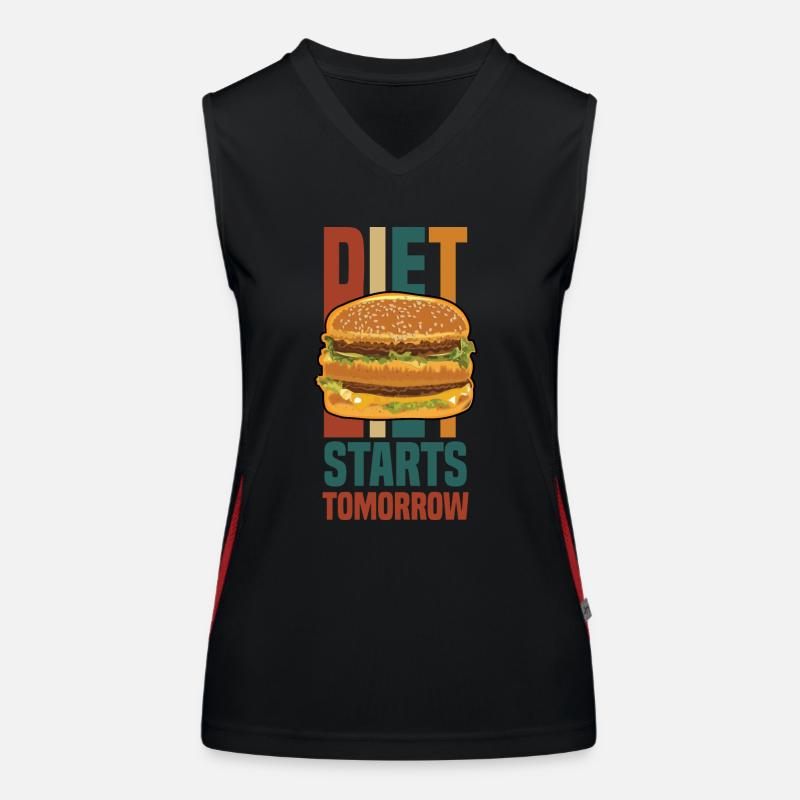 diet starts tomorrow (burger) Women's Functional Contrast Tank Top