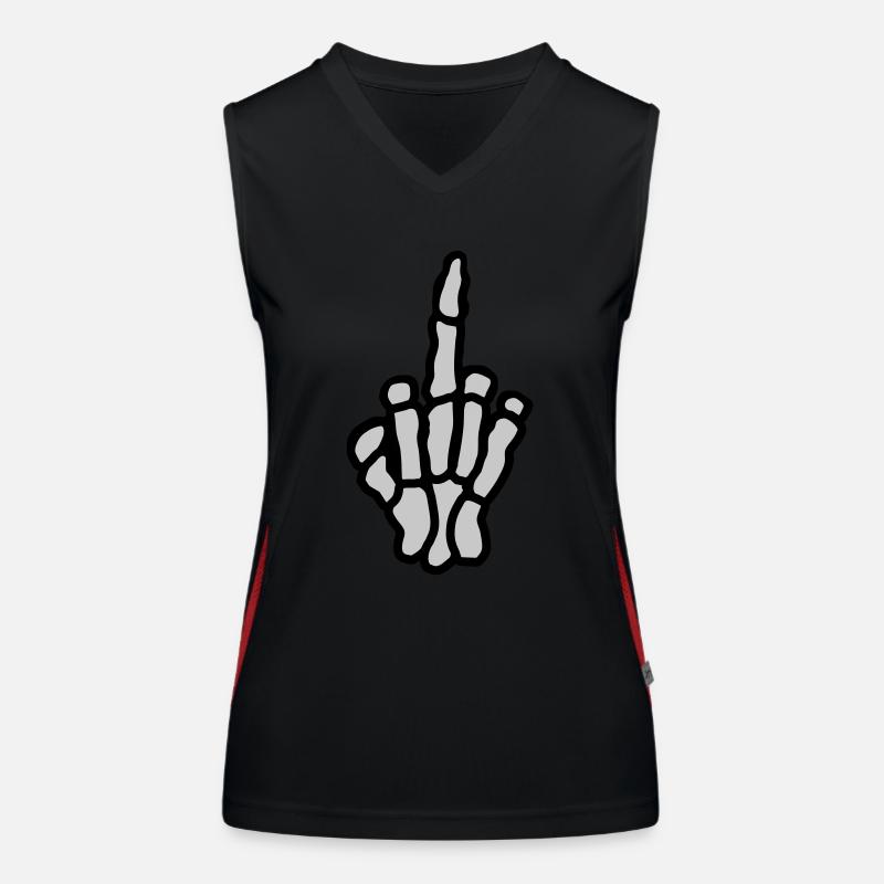 Mittelfinger Knochen Hand zeigen Funktionelles Kontrast-Tank Top für Frauen